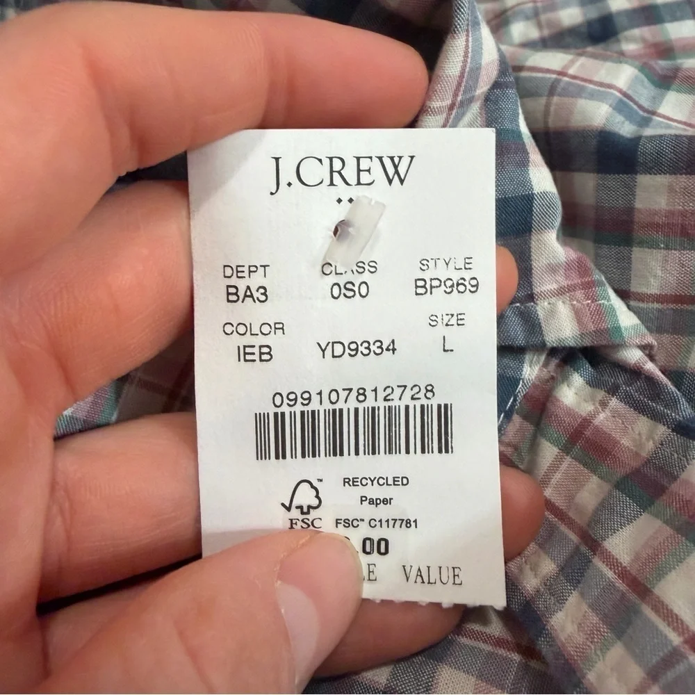 J crew ivory estate blue Classic flex casual shirt